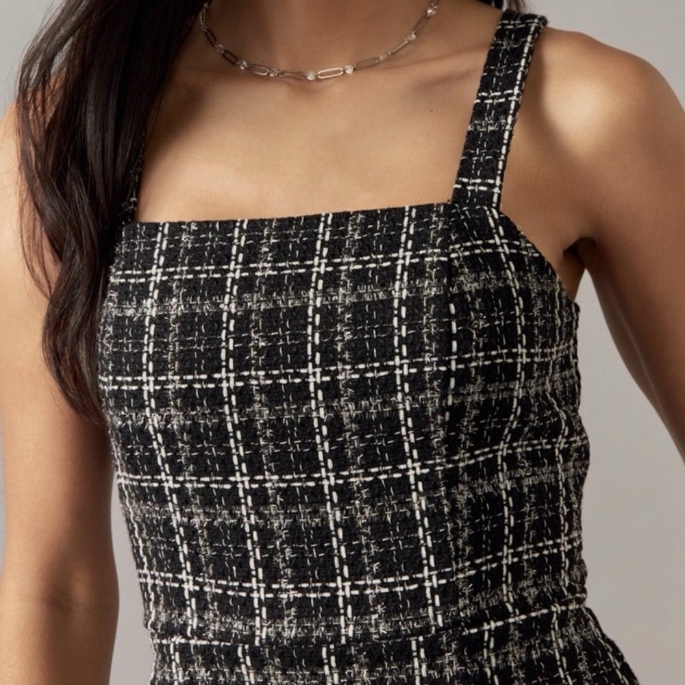 Francesca's Collections Black and White Tweed Midi Dress - Picture 2 of 7
